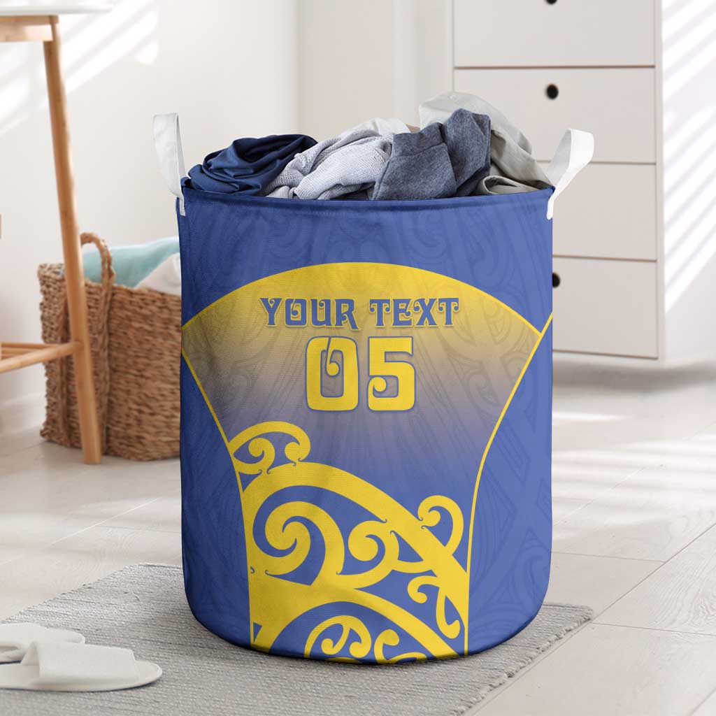Custom James Cook High School Laundry Basket Maori Koru Pattern LT05 Blue - Polynesian Pride