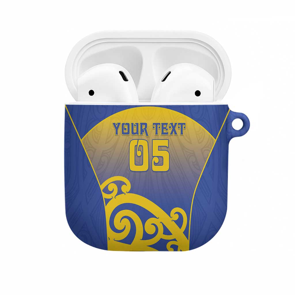 Custom James Cook High School AirPods Case Maori Koru Pattern LT05 Blue - Polynesian Pride