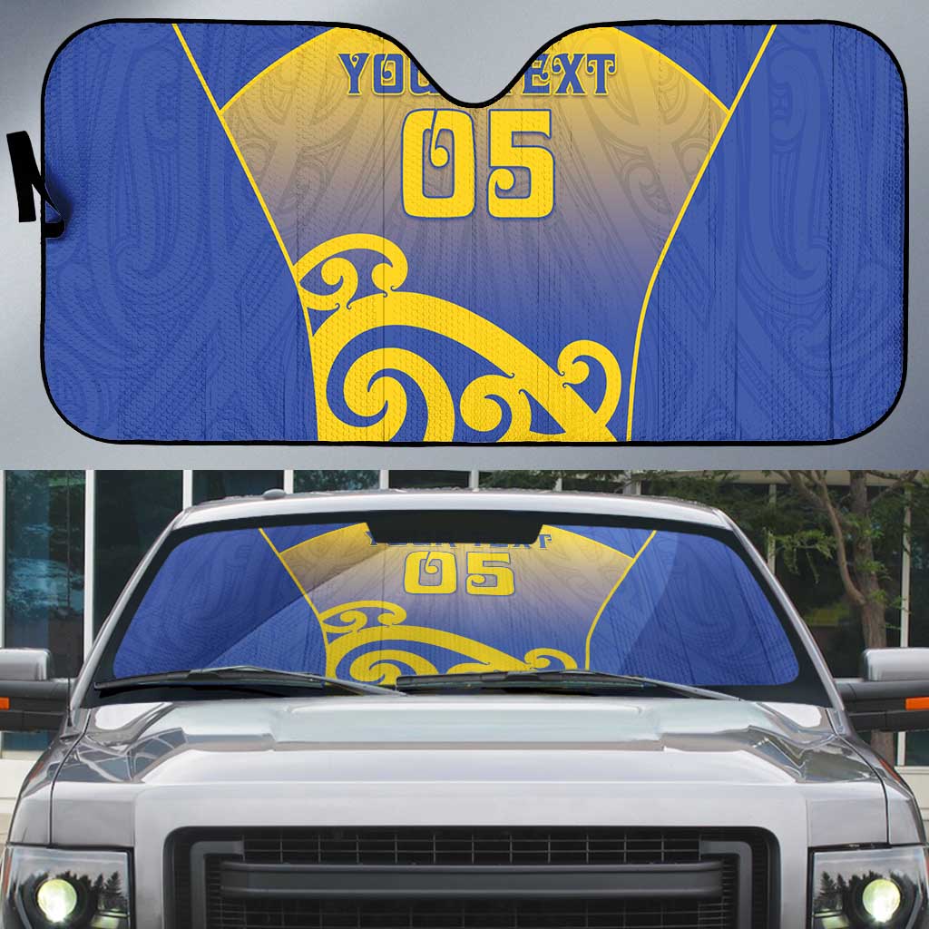 Custom James Cook High School Auto Sun Shade Maori Koru Pattern LT05 Blue - Polynesian Pride