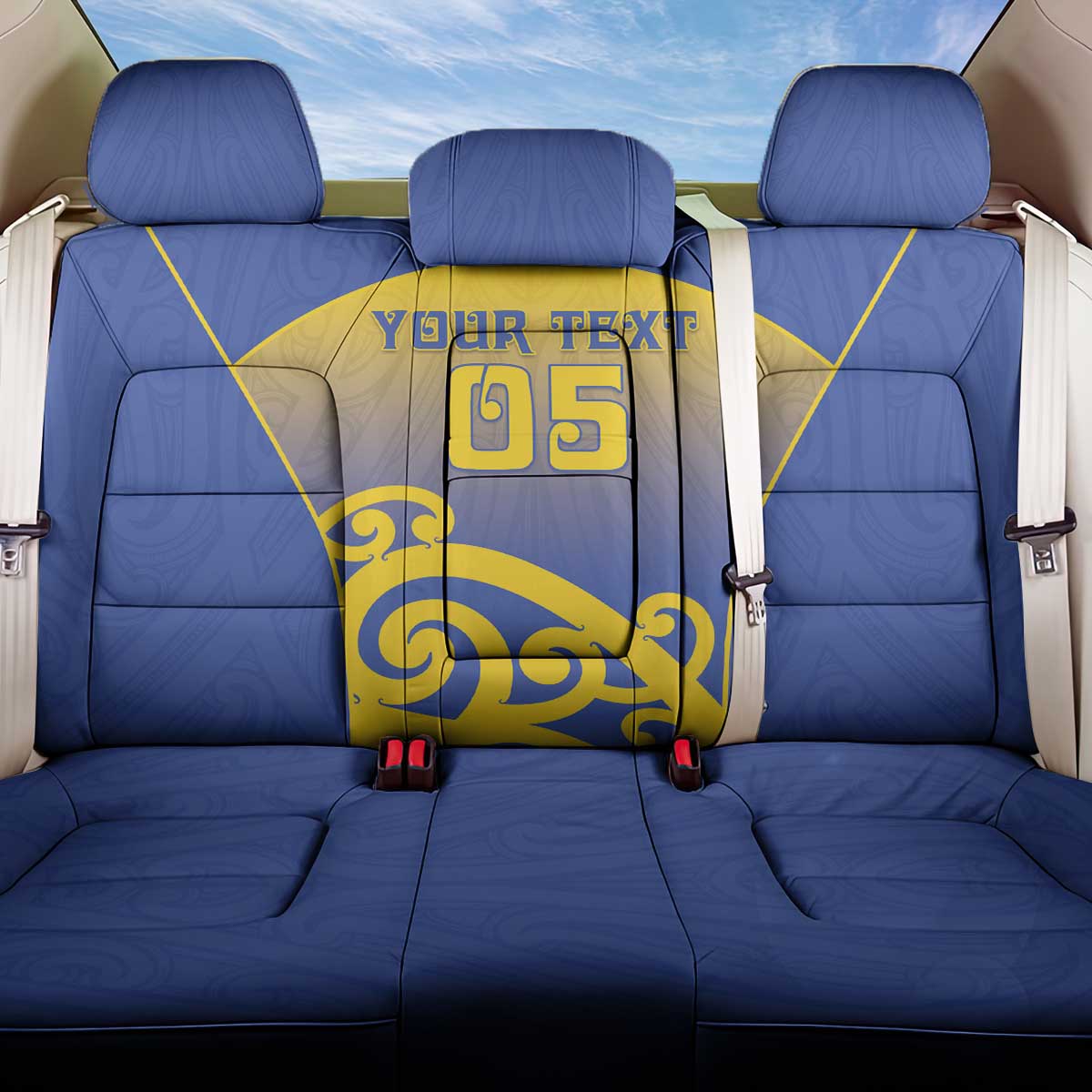Custom James Cook High School Back Car Seat Cover Maori Koru Pattern LT05 One Size Blue - Polynesian Pride