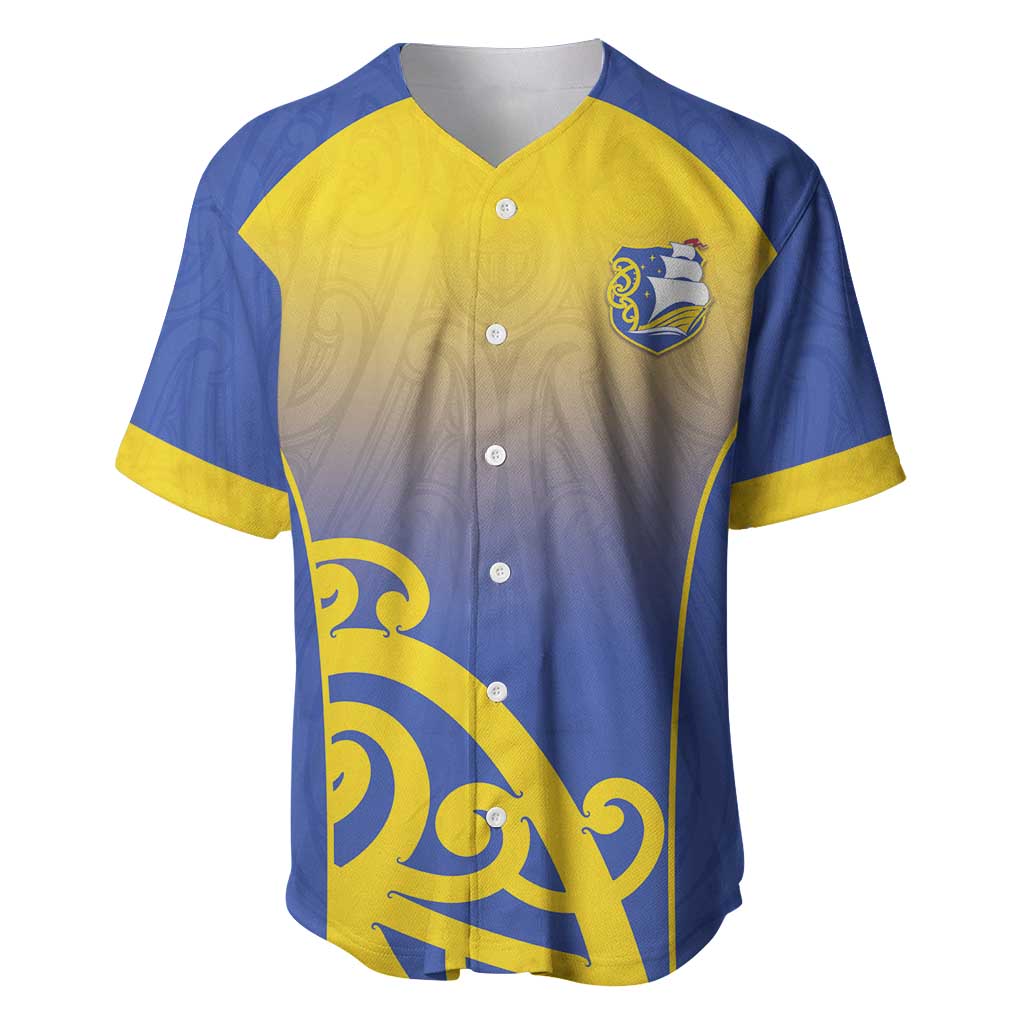 Custom James Cook High School Baseball Jersey Maori Koru Pattern LT05 Blue - Polynesian Pride