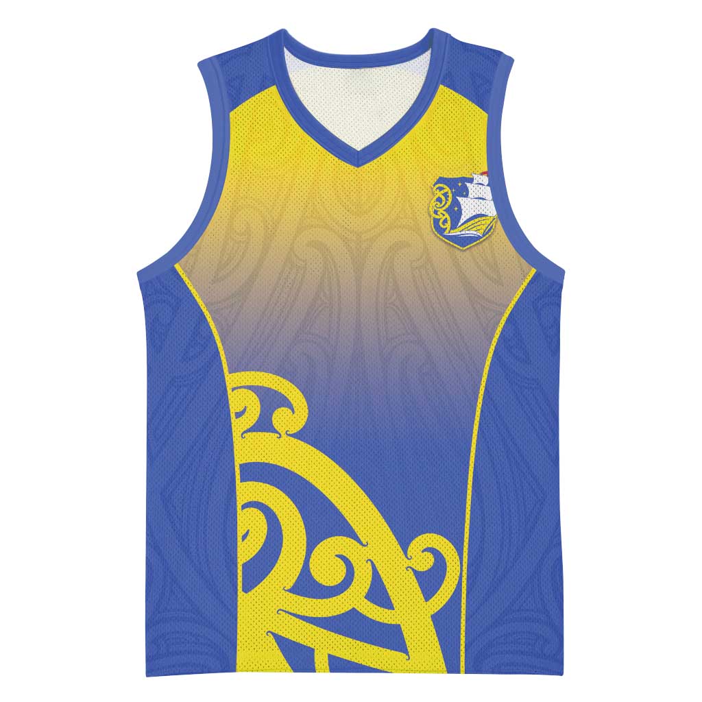 Custom James Cook High School Basketball Jersey Maori Koru Pattern LT05 Unisex Blue - Polynesian Pride