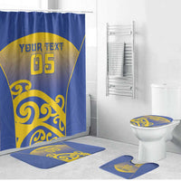 Custom James Cook High School Bathroom Set Maori Koru Pattern LT05 Bathroom Set (4 pcs) Blue - Polynesian Pride
