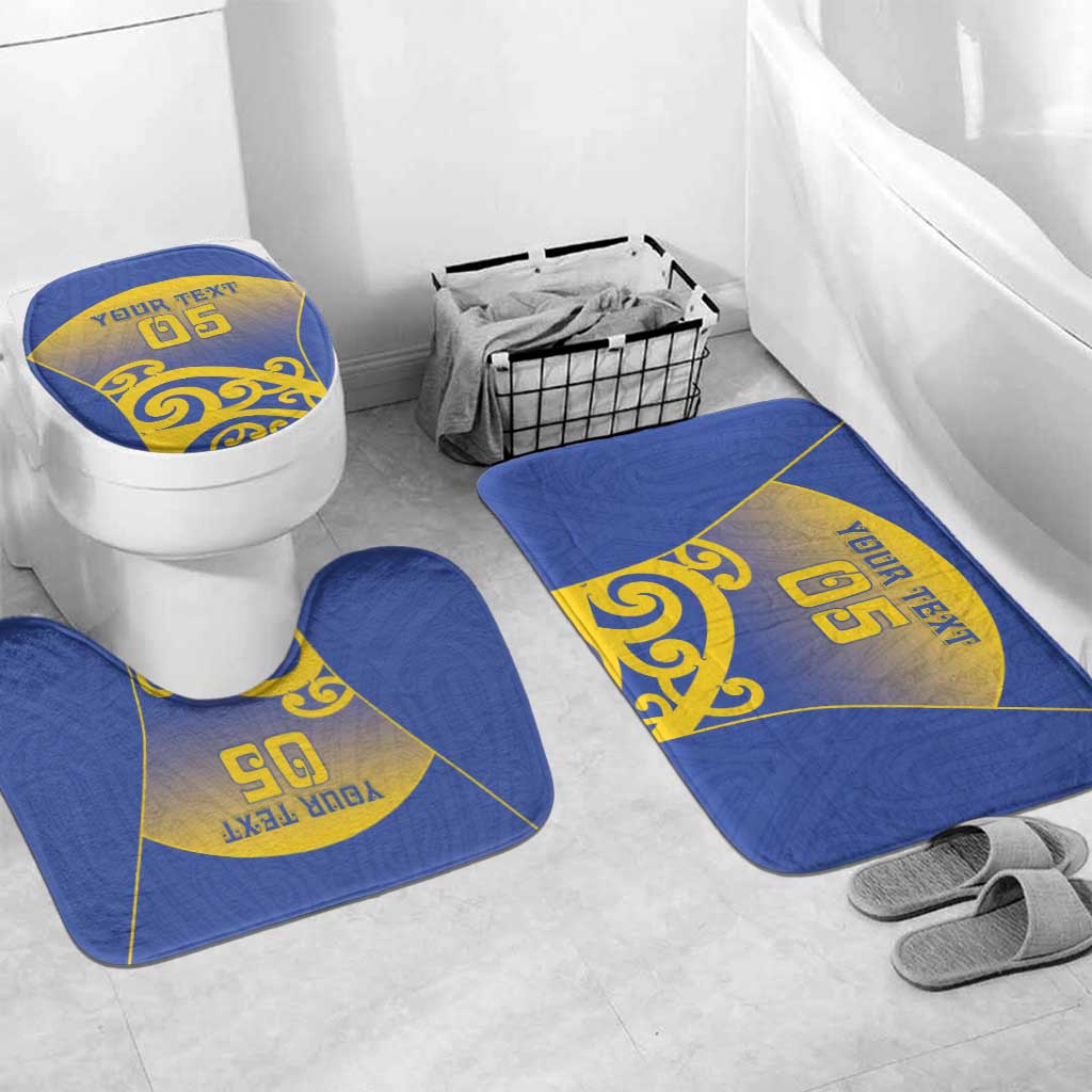 Custom James Cook High School Bathroom Set Maori Koru Pattern LT05 Mat Set Only (3 pcs) One Size Blue - Polynesian Pride