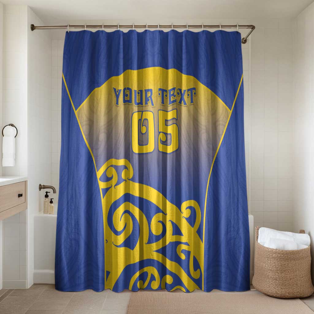 Custom James Cook High School Bathroom Set Maori Koru Pattern LT05 Shower Curtain Only Blue - Polynesian Pride