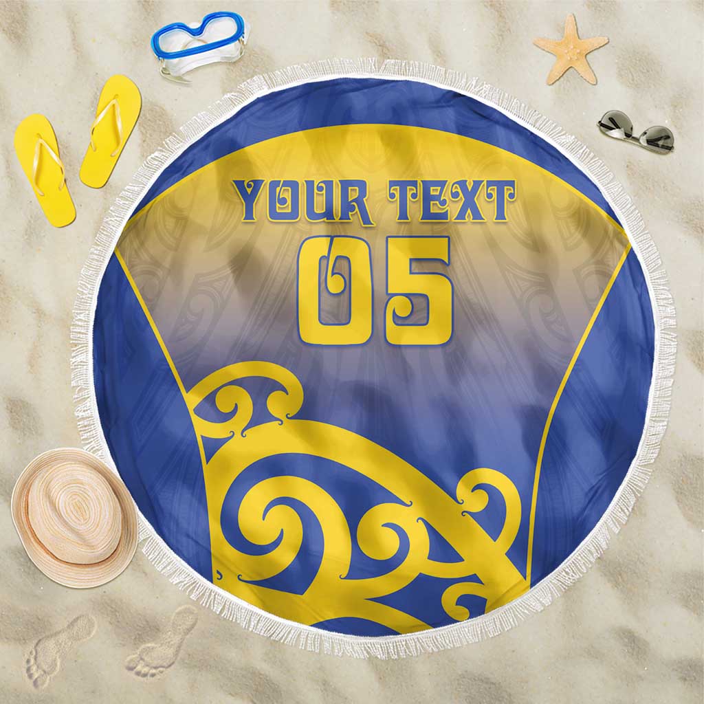 Custom James Cook High School Beach Blanket Maori Koru Pattern LT05 One Size 150cm Blue - Polynesian Pride