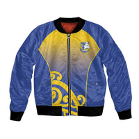 Custom James Cook High School Bomber Jacket Maori Koru Pattern LT05 Unisex Blue - Polynesian Pride
