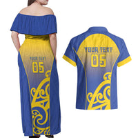 Custom James Cook High School Couples Matching Off Shoulder Maxi Dress and Hawaiian Shirt Maori Koru Pattern LT05 - Polynesian Pride