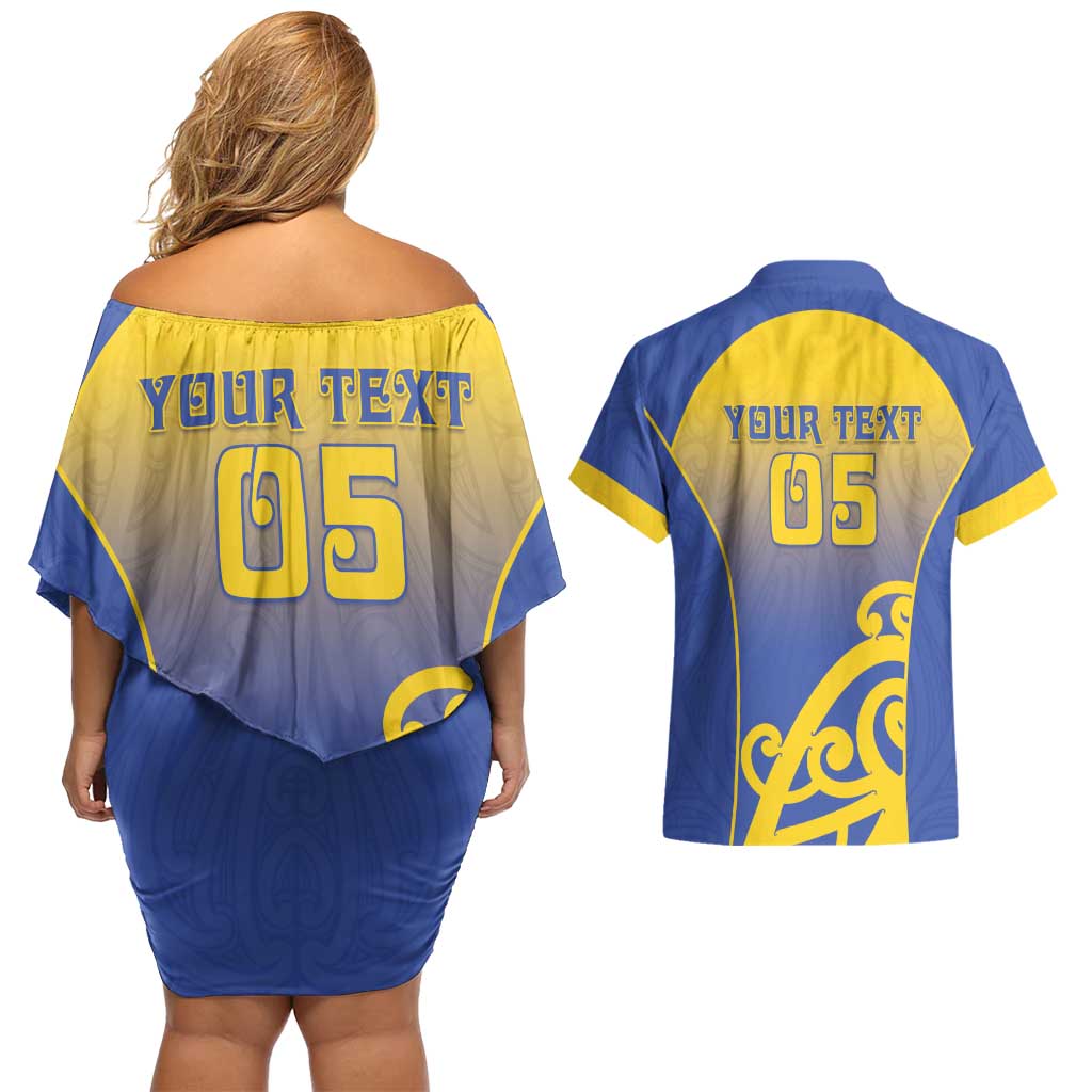 Custom James Cook High School Couples Matching Off Shoulder Short Dress and Hawaiian Shirt Maori Koru Pattern LT05 - Polynesian Pride