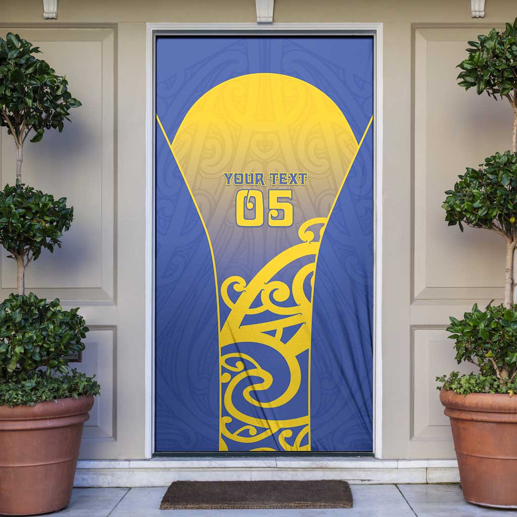 Custom James Cook High School Door Cover Maori Koru Pattern LT05 Blue - Polynesian Pride