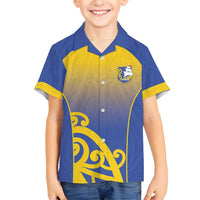 Custom James Cook High School Family Matching Off The Shoulder Long Sleeve Dress and Hawaiian Shirt Maori Koru Pattern