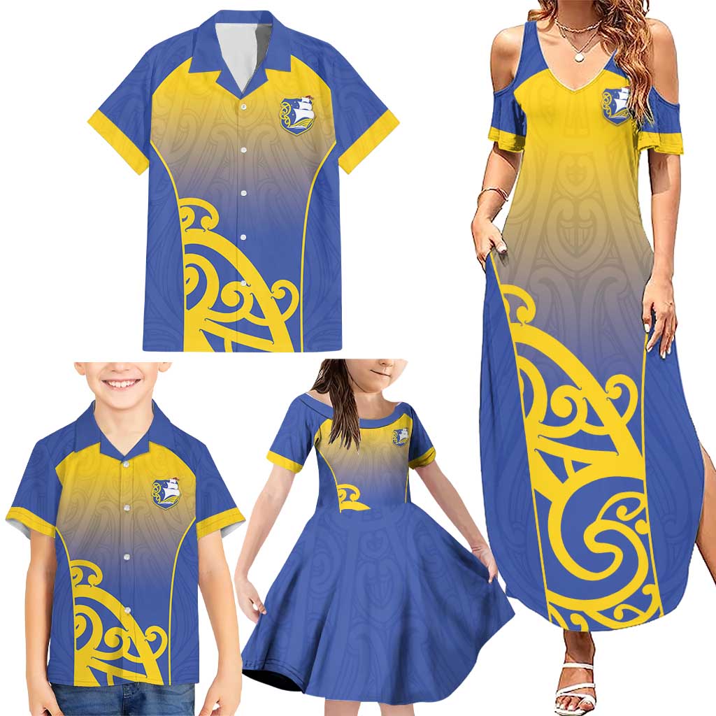 Custom James Cook High School Family Matching Summer Maxi Dress and Hawaiian Shirt Maori Koru Pattern LT05 - Polynesian Pride