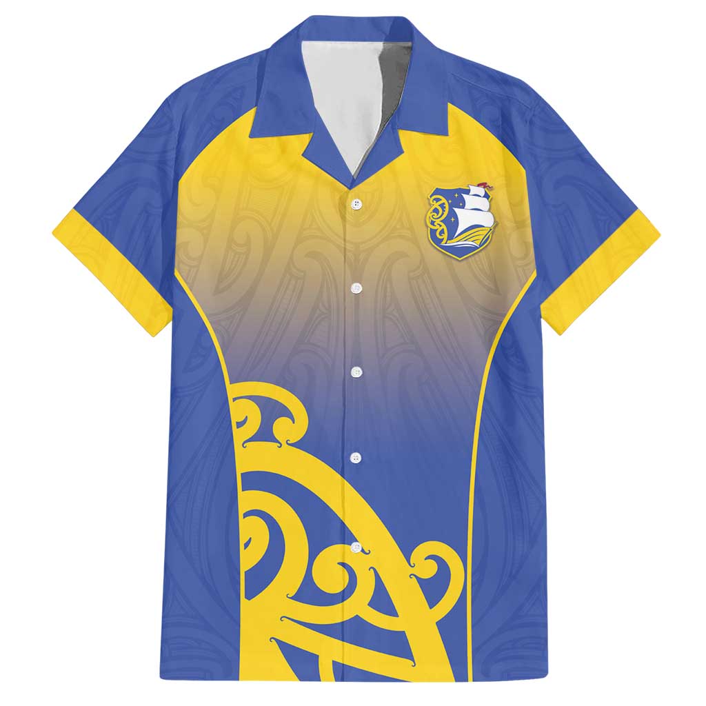 Custom James Cook High School Hawaiian Shirt Maori Koru Pattern LT05 Blue - Polynesian Pride