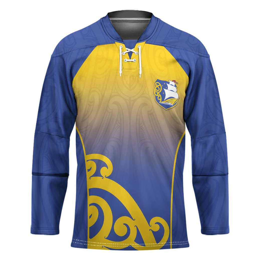 Custom James Cook High School Hockey Jersey Maori Koru Pattern LT05 Unisex Blue - Polynesian Pride