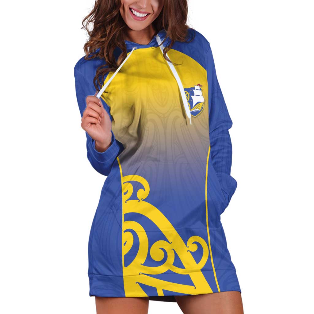 Custom James Cook High School Hoodie Dress Maori Koru Pattern LT05 Blue - Polynesian Pride