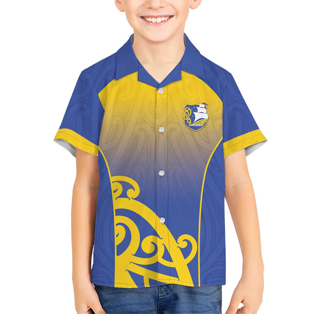 Custom James Cook High School Kid Hawaiian Shirt Maori Koru Pattern LT05 Kid Blue - Polynesian Pride