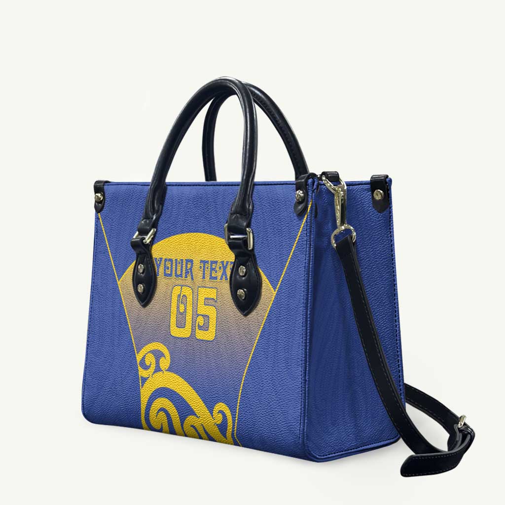 Custom James Cook High School Leather Bag Maori Koru Pattern LT05 Blue - Polynesian Pride