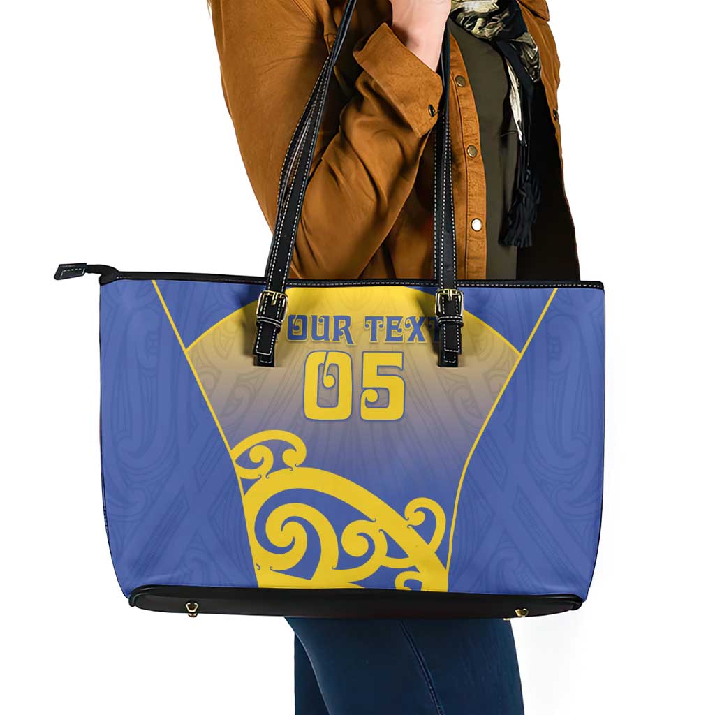 Custom James Cook High School Leather Tote Bag Maori Koru Pattern LT05 - Polynesian Pride