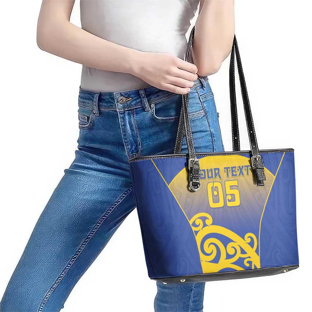 Custom James Cook High School Leather Tote Bag Maori Koru Pattern LT05 - Polynesian Pride