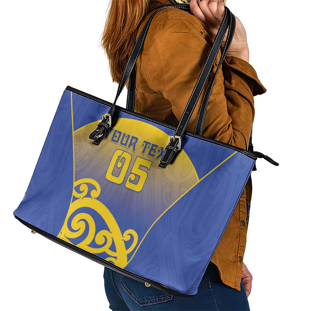 Custom James Cook High School Leather Tote Bag Maori Koru Pattern LT05 - Polynesian Pride