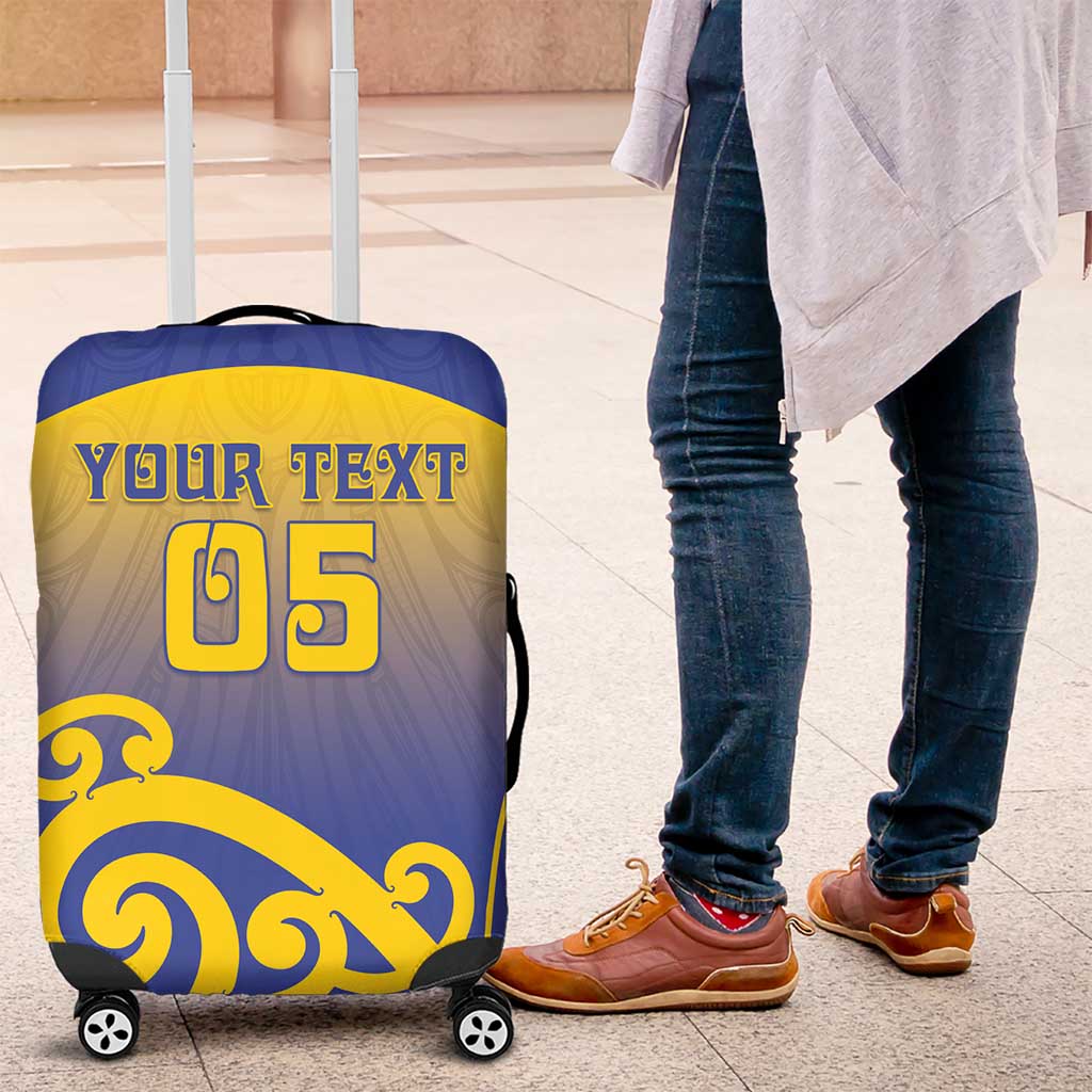 Custom James Cook High School Luggage Cover Maori Koru Pattern LT05 Blue - Polynesian Pride