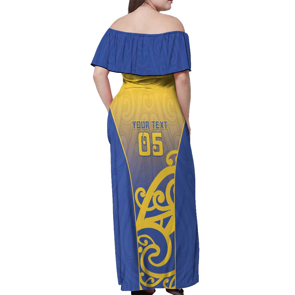 Custom James Cook High School Off Shoulder Maxi Dress Maori Koru Pattern LT05 - Polynesian Pride