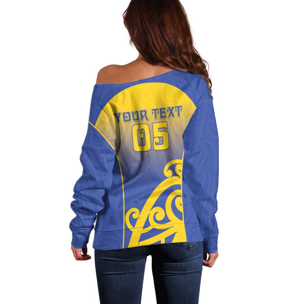 Custom James Cook High School Off Shoulder Sweater Maori Koru Pattern LT05 - Polynesian Pride