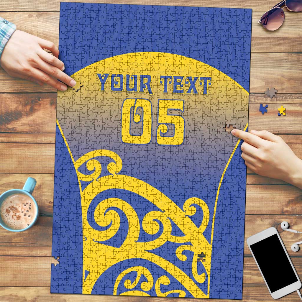Custom James Cook High School Puzzle Maori Koru Pattern LT05 Blue - Polynesian Pride