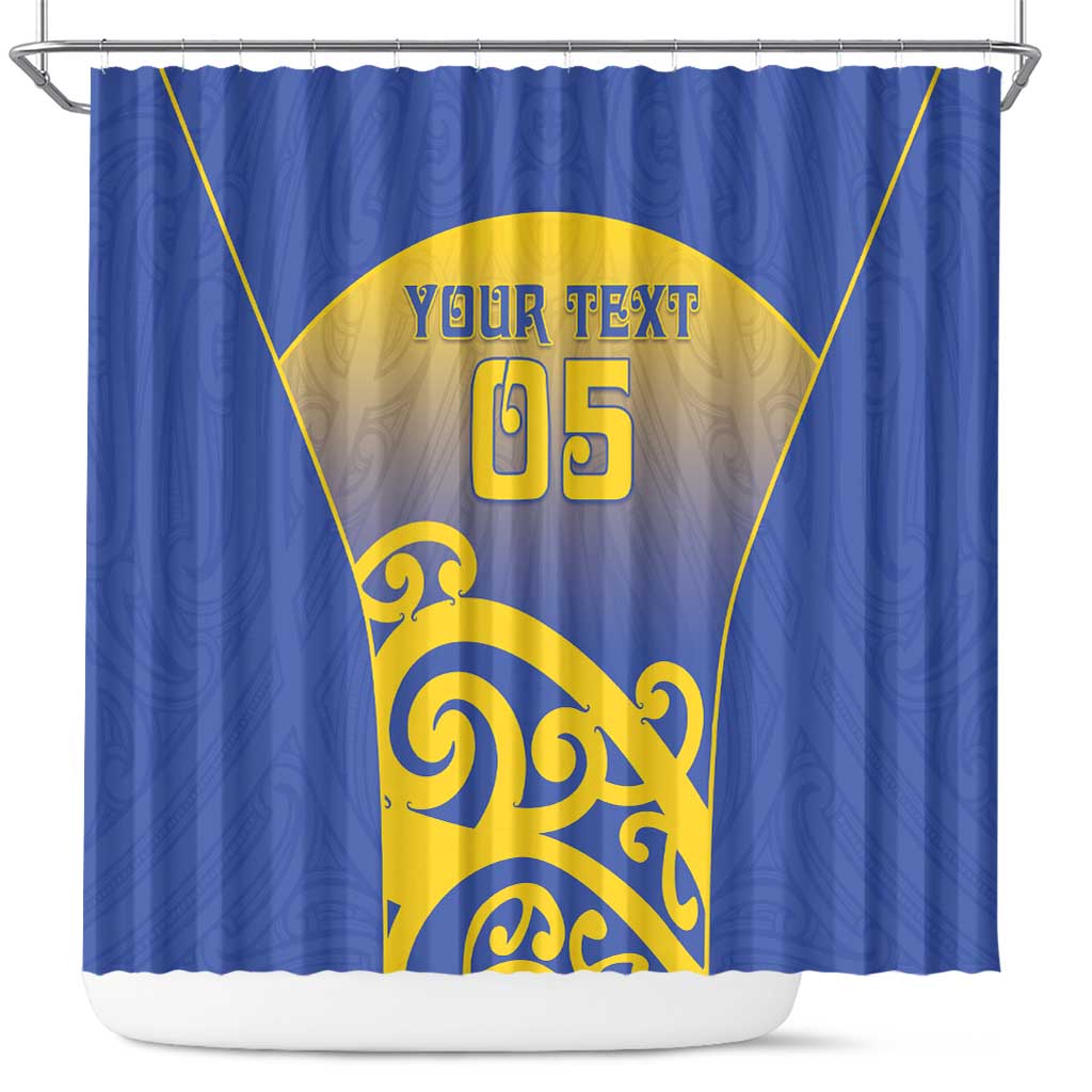 Custom James Cook High School Shower Curtain Maori Koru Pattern LT05 Blue - Polynesian Pride