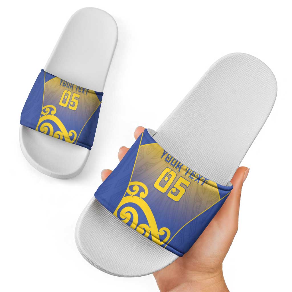 Custom James Cook High School Slide Sandals Maori Koru Pattern LT05 - Polynesian Pride