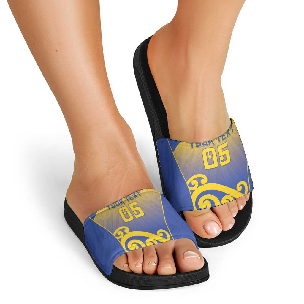 Custom James Cook High School Slide Sandals Maori Koru Pattern LT05 - Polynesian Pride