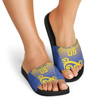 Custom James Cook High School Slide Sandals Maori Koru Pattern LT05 - Polynesian Pride