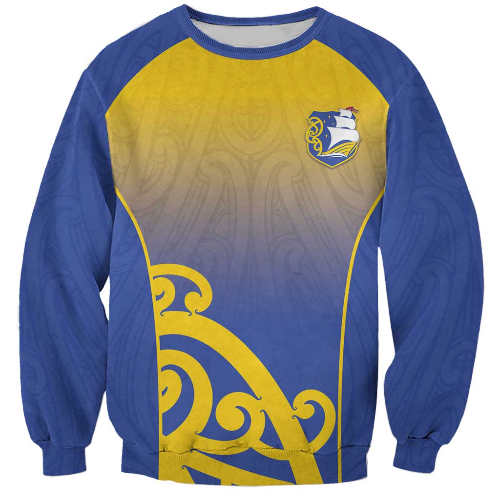 Custom James Cook High School Sweatshirt Maori Koru Pattern LT05 Unisex Blue - Polynesian Pride