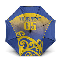 Custom James Cook High School Umbrella Maori Koru Pattern LT05 One Size Folded 11.42 inch Opened Diameter 37.4 inch Blue - Polynesian Pride