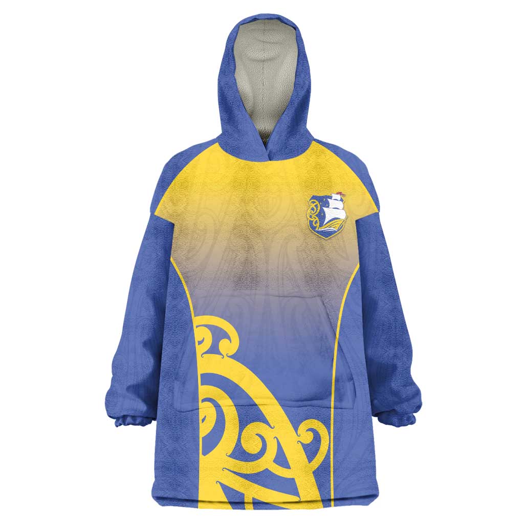 Custom James Cook High School Wearable Blanket Hoodie Maori Koru Pattern LT05 One Size Blue - Polynesian Pride