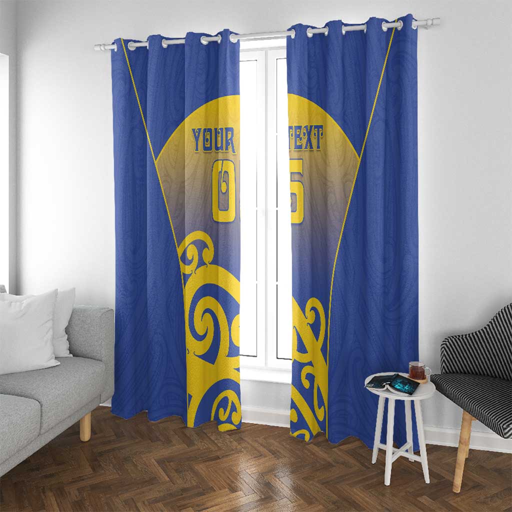 Custom James Cook High School Window Curtain Maori Koru Pattern LT05 With Grommets Blue - Polynesian Pride