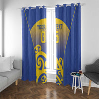 Custom James Cook High School Window Curtain Maori Koru Pattern LT05 With Grommets Blue - Polynesian Pride