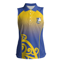 Custom James Cook High School Women Sleeveless Polo Shirt Maori Koru Pattern LT05 Female Blue - Polynesian Pride