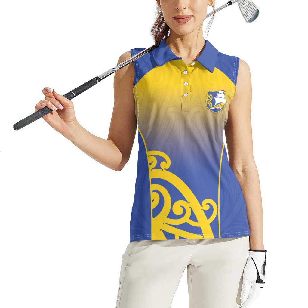 Custom James Cook High School Women Sleeveless Polo Shirt Maori Koru Pattern LT05 - Polynesian Pride