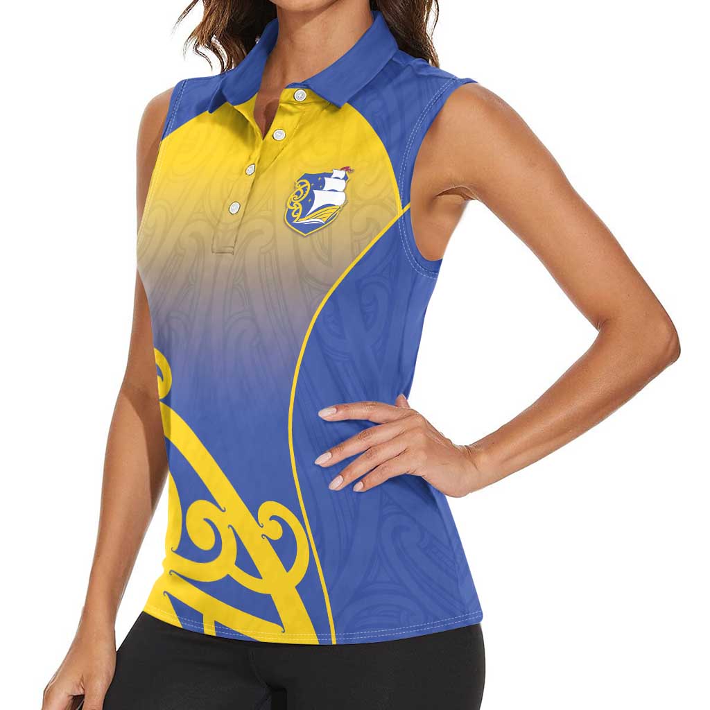 Custom James Cook High School Women Sleeveless Polo Shirt Maori Koru Pattern LT05 - Polynesian Pride