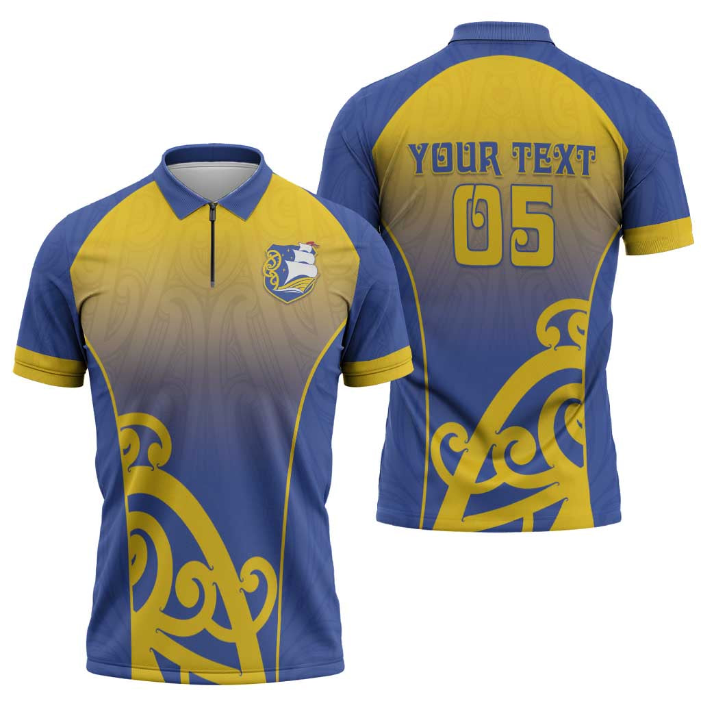 Custom James Cook High School Zipper Polo Shirt Maori Koru Pattern LT05 - Polynesian Pride