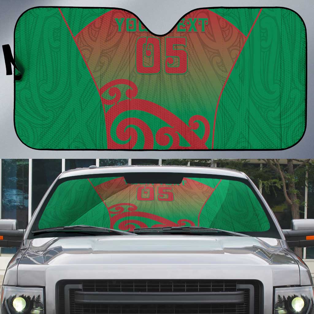 Custom Onehunga High School Auto Sun Shade Maori Koru Pattern LT05 Green - Polynesian Pride