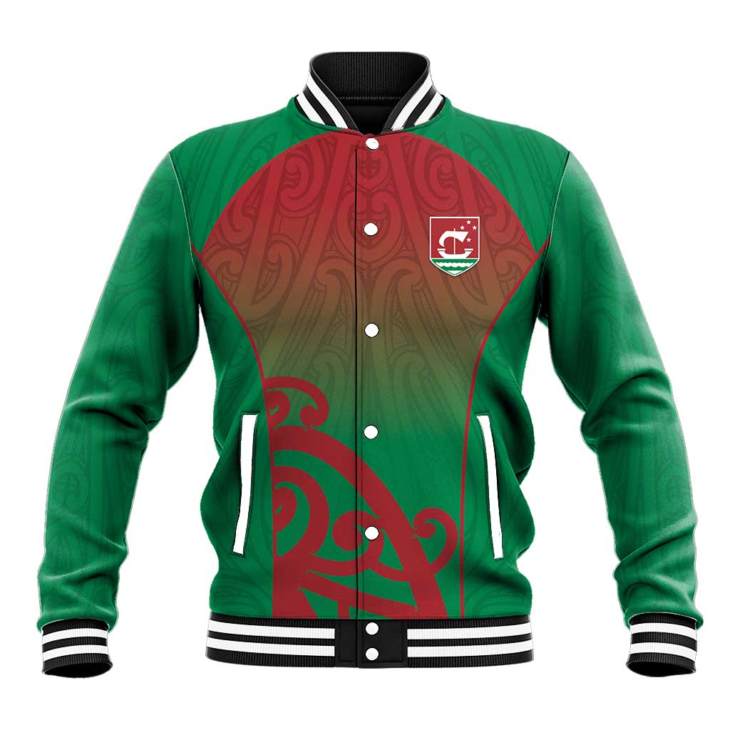 Custom Onehunga High School Baseball Jacket Maori Koru Pattern LT05 Unisex Green - Polynesian Pride