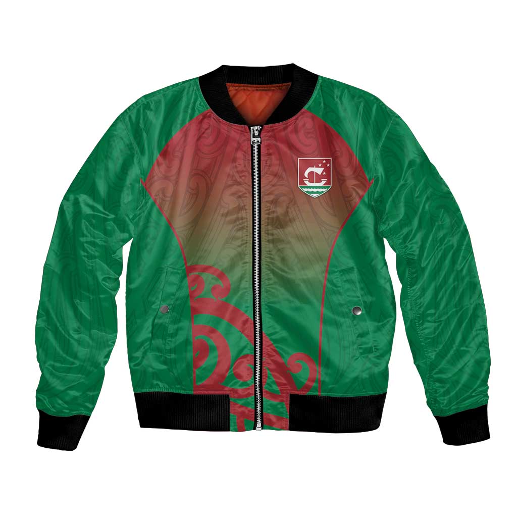 Custom Onehunga High School Bomber Jacket Maori Koru Pattern LT05 Unisex Green - Polynesian Pride
