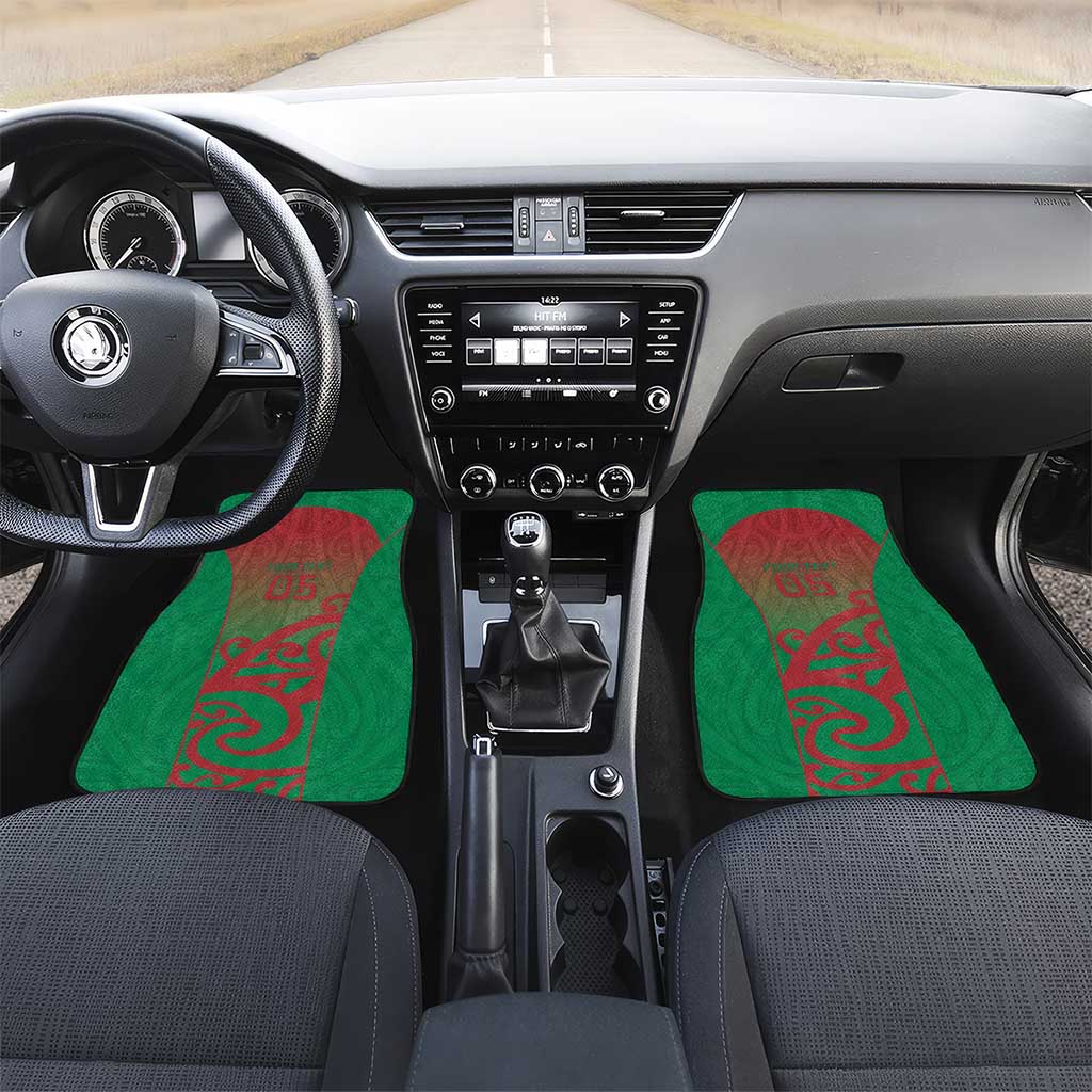 Custom Onehunga High School Car Mats Maori Koru Pattern LT05 Set 2pcs - Front Green - Polynesian Pride
