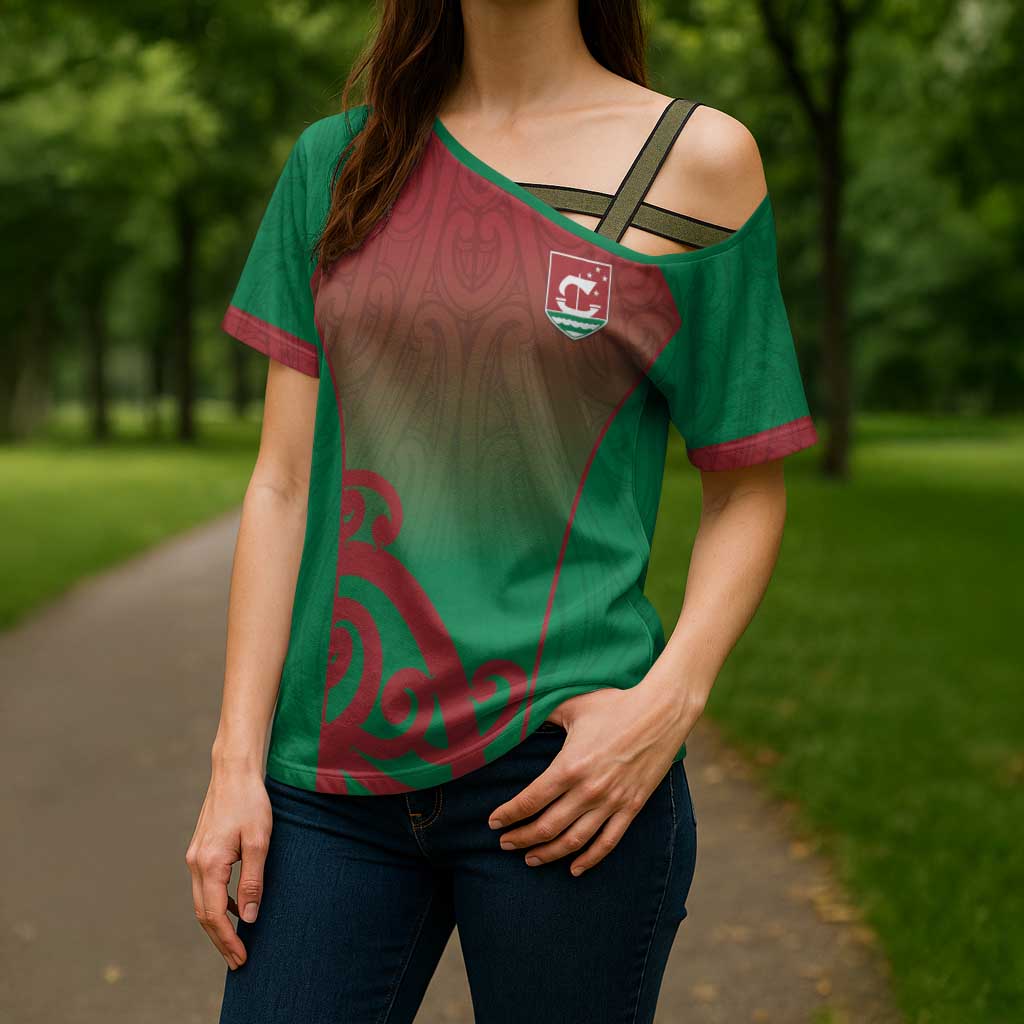Custom Onehunga High School Cross Shoulder Shirt Maori Koru Pattern LT05 - Polynesian Pride
