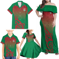 Custom Onehunga High School Family Matching Off Shoulder Maxi Dress and Hawaiian Shirt Maori Koru Pattern LT05 - Polynesian Pride