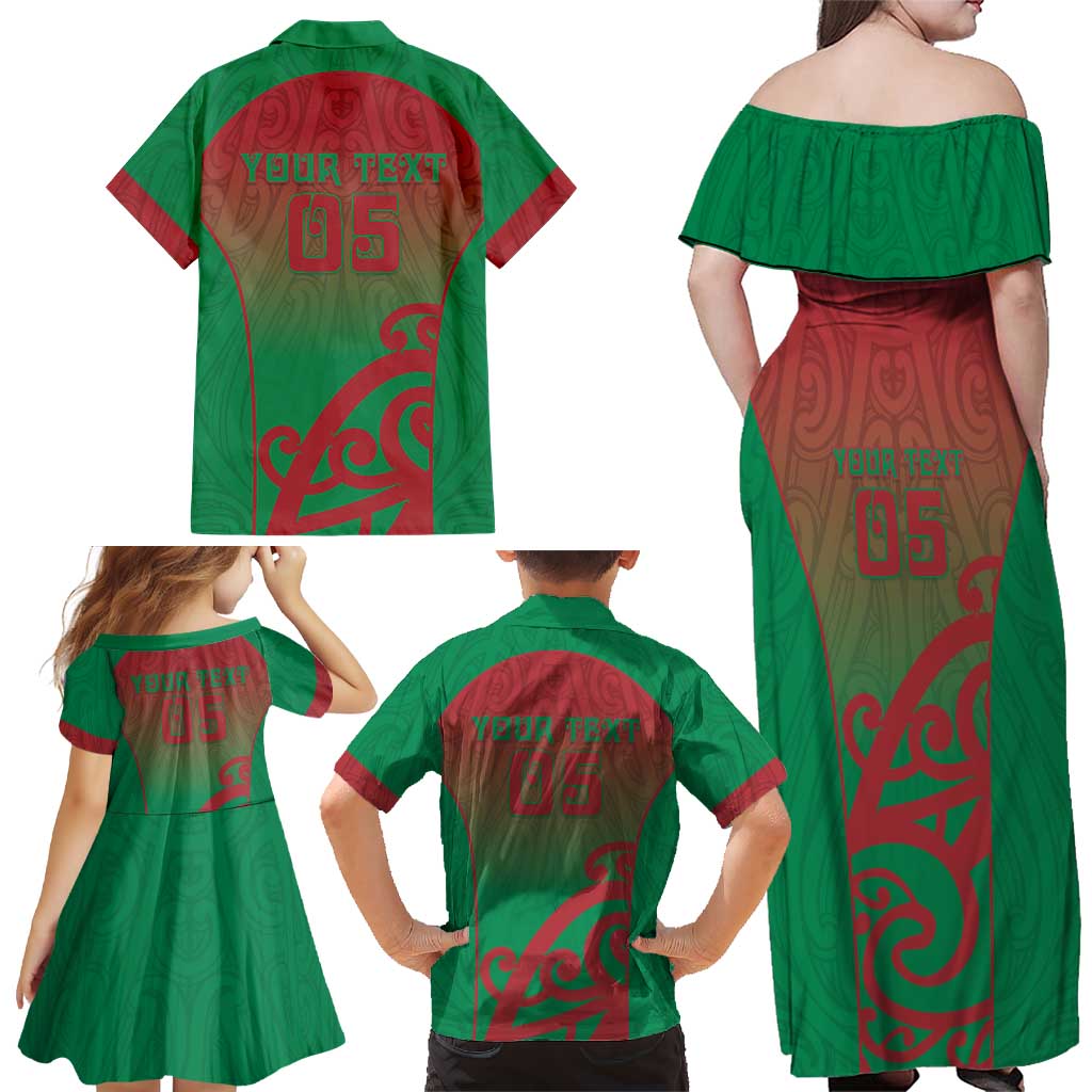 Custom Onehunga High School Family Matching Off Shoulder Maxi Dress and Hawaiian Shirt Maori Koru Pattern LT05 - Polynesian Pride