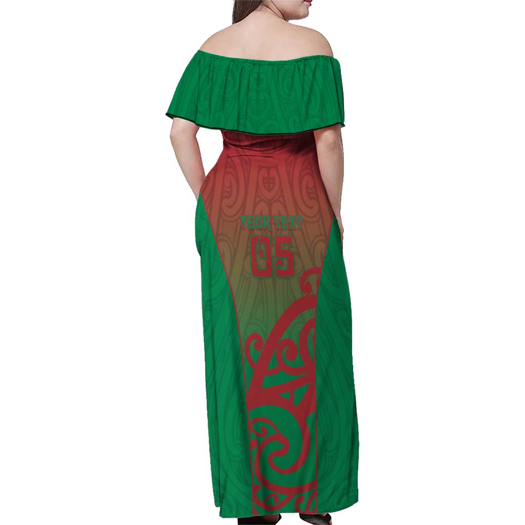 Custom Onehunga High School Family Matching Off Shoulder Maxi Dress and Hawaiian Shirt Maori Koru Pattern LT05 - Polynesian Pride