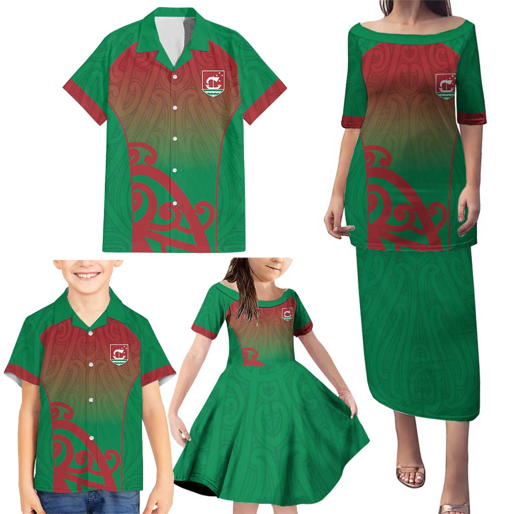Custom Onehunga High School Family Matching Puletasi and Hawaiian Shirt Maori Koru Pattern LT05 - Polynesian Pride